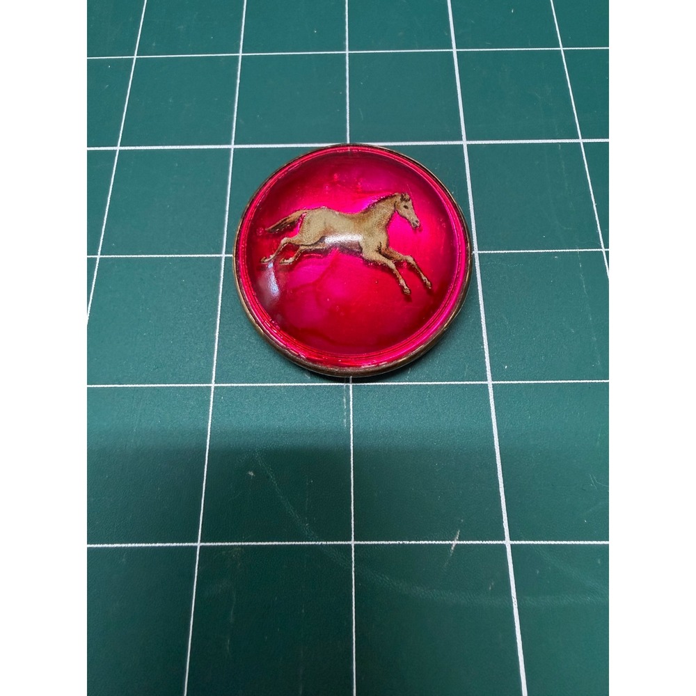 Vintage Equestrian Horse Reverse Image Intaglio Red‎ Scarf Clip Dress Clip